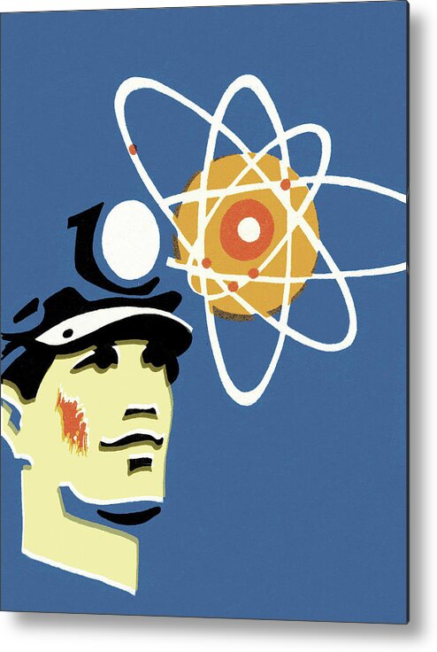 Adult Metal Print featuring the drawing Man and Atom by CSA Images