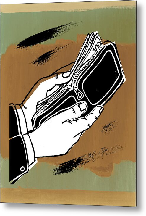 Bill Metal Print featuring the drawing Man Holding a Billfold by CSA Images