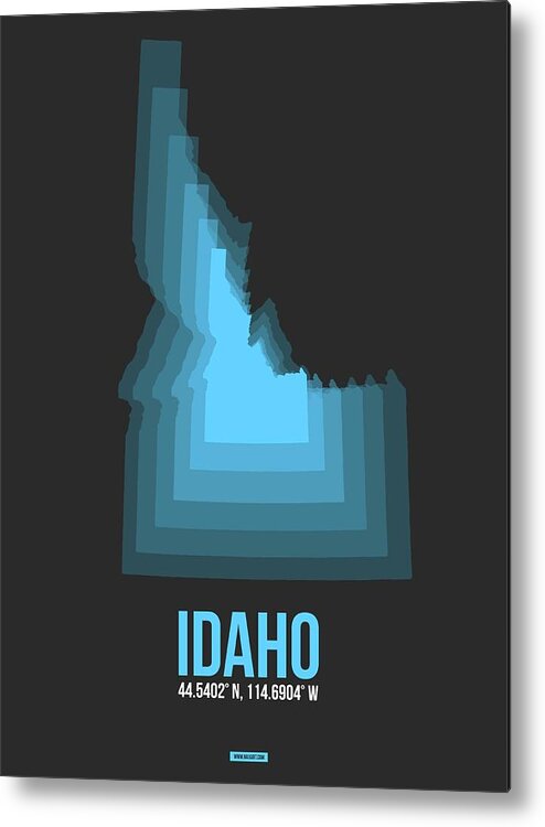  Metal Print featuring the digital art Map of Idaho Blue by Naxart Studio