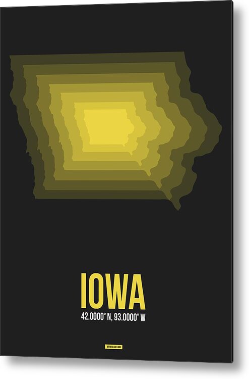 Iowa Metal Print featuring the digital art Map of Iowa by Naxart Studio