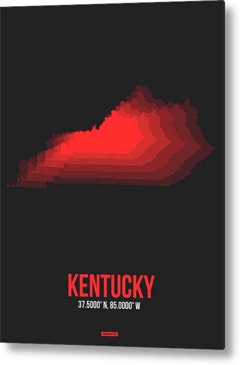 Kentucky Metal Print featuring the digital art Map of Kentucky by Naxart Studio
