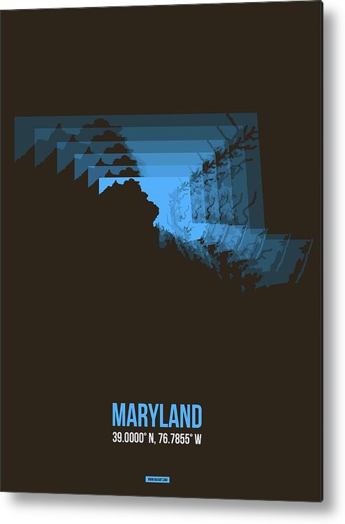 Maryland Metal Print featuring the digital art Map of Maryland by Naxart Studio