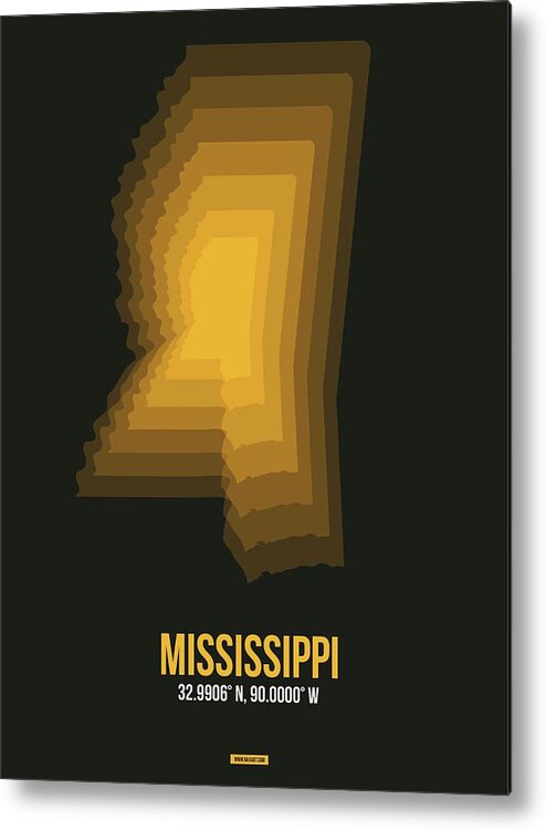 Mississippi Metal Print featuring the digital art Map of Mississippi 1 by Naxart Studio