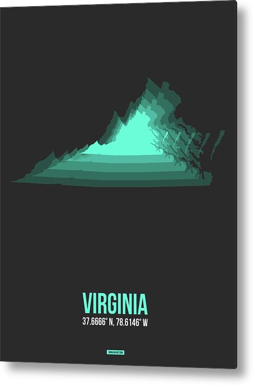 Virginia Metal Print featuring the digital art Map of Virginia 3 by Naxart Studio