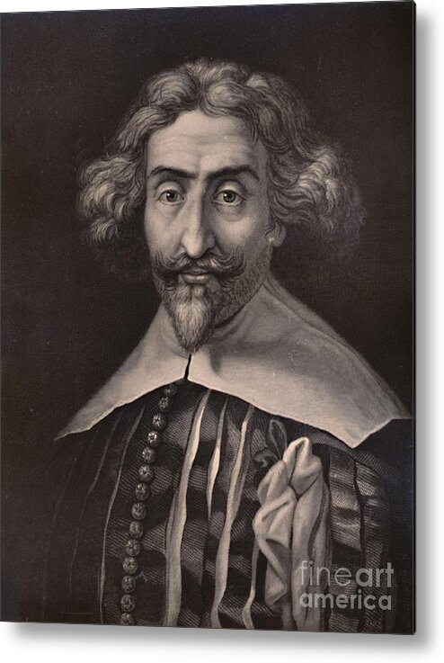 Letter B Metal Print featuring the drawing Miguel De Cervantes Spanish Author 19th by Print Collector