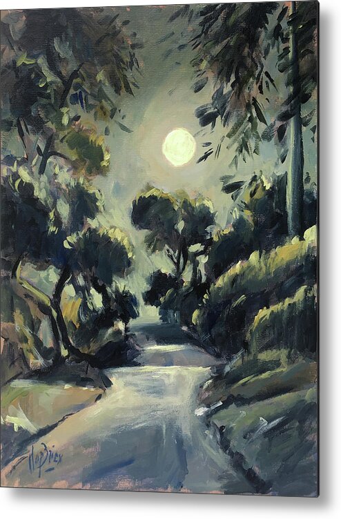 Loggos Metal Print featuring the painting Morning moon Loggos by Nop Briex