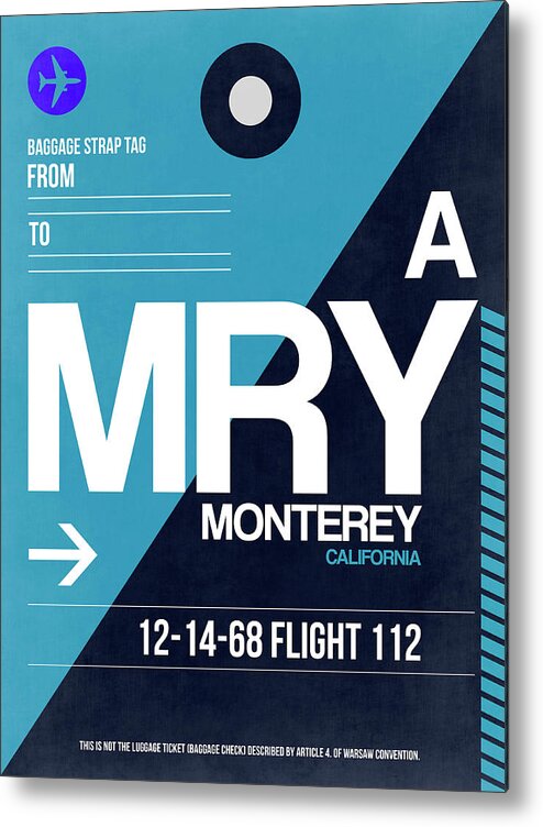 Monterey Metal Print featuring the digital art MRY Monterey Luggage Tag II by Naxart Studio