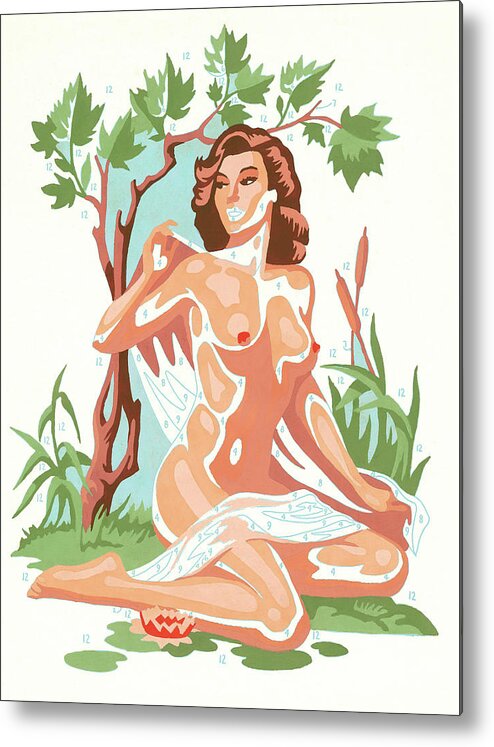 Adult Metal Poster featuring the drawing Nude Woman Paint By Number by CSA Images