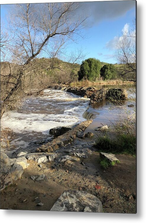 Falls Overflowing Metal Print featuring the photograph Old Mission Trail Dam and Flume by Jeremy McKay