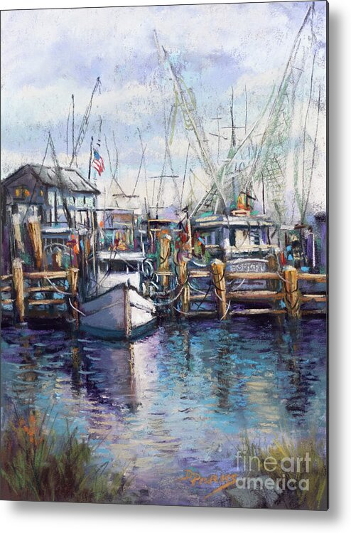 Gulf Coast Shrimp Boats Metal Print featuring the painting Pass Christian Harbor by Dianne Parks