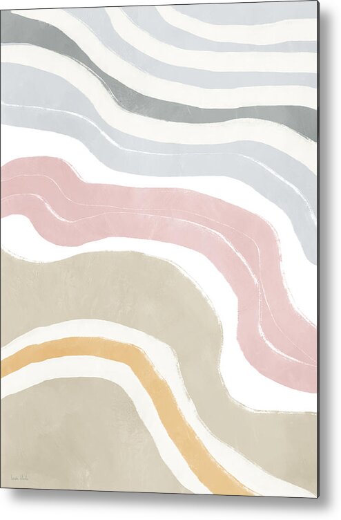Abstract Metal Print featuring the mixed media Pastel Waves 1- Art by Linda Woods by Linda Woods