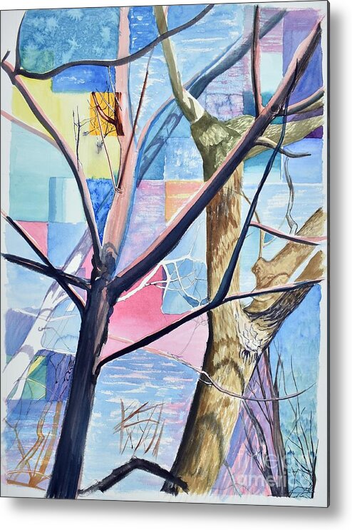 Trees Metal Print featuring the painting Patchwork Trees by Tammy Nara