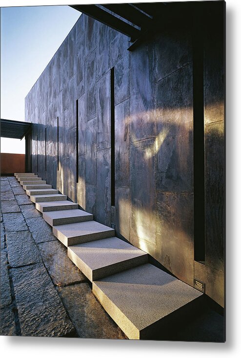 #new2022 Metal Print featuring the photograph Path Of Granite Steps Along A Copper Wall by Robert Reck