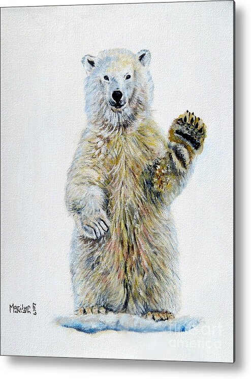 Polar Metal Print featuring the painting Polar Bear Baby by Marilyn McNish