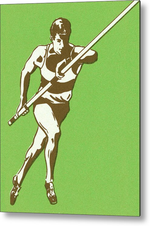 Adult Metal Poster featuring the drawing Pole Vaulter by CSA Images