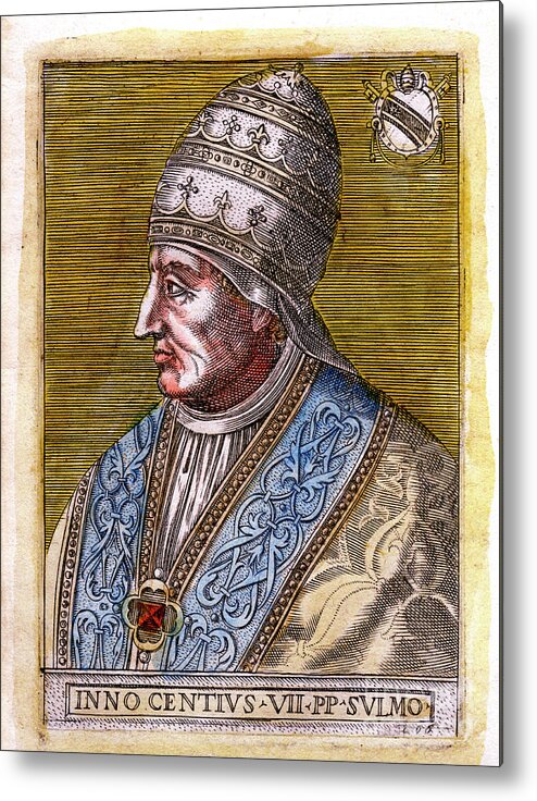 Pope Innocent Vii Metal Print featuring the drawing Pope Innocent Vii C1336-1406, C19th by Print Collector