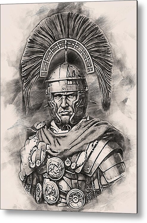 Roman Legion Metal Print featuring the painting Portrait of a Roman Legionary - 50 by AM FineArtPrints