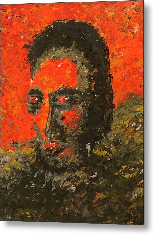 Portrait Metal Print featuring the painting Portrait1 by Raji Musinipally