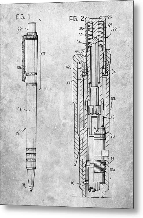 Pp163- Ball Point Pen Patent Poster Metal Print featuring the digital art Pp163- Ball Point Pen Patent Poster by Cole Borders