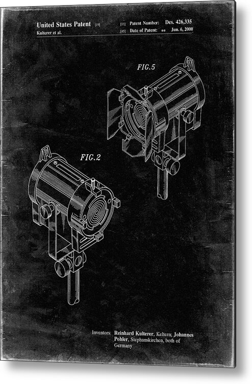 Pp495-black Grunge Stage Lights Patent Poster Metal Print featuring the digital art Pp495-black Grunge Stage Lights Patent Poster by Cole Borders