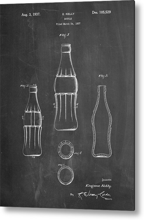 Pp626-chalkboard D-patent Coke Bottle Patent Poster Metal Print featuring the digital art Pp626-chalkboard D-patent Coke Bottle Patent Poster by Cole Borders