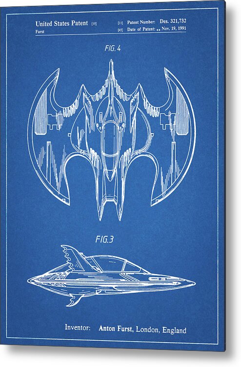 Pp719-blueprint Batman Batwing Poster Metal Print by Cole Borders - Fine  Art America