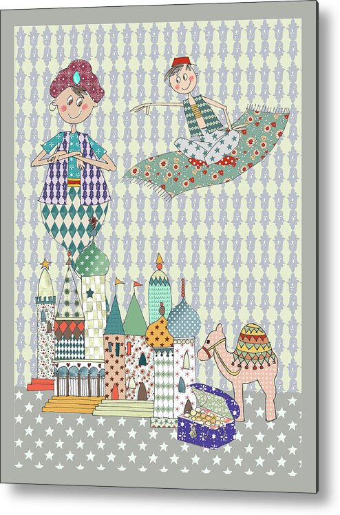 Aladdin Metal Print featuring the mixed media Print B Aladdin Fp by Effie Zafiropoulou