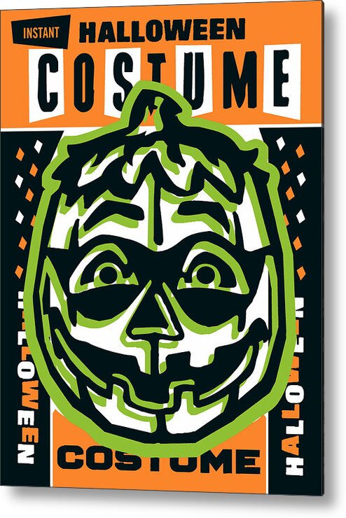 Afraid Metal Poster featuring the drawing Pumpkin Halloween costume by CSA Images