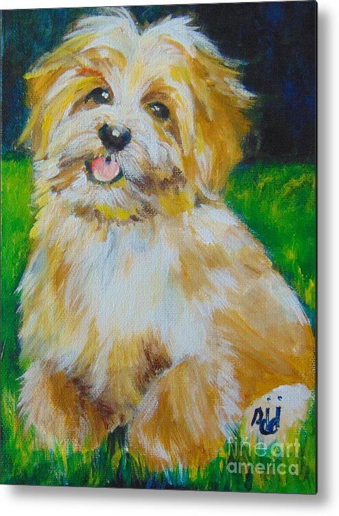 Terrier Metal Print featuring the painting Puppy by Saundra Johnson