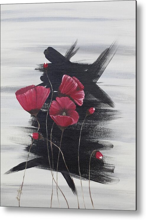 Poppy's Metal Print featuring the painting Red Pop by Berlynn