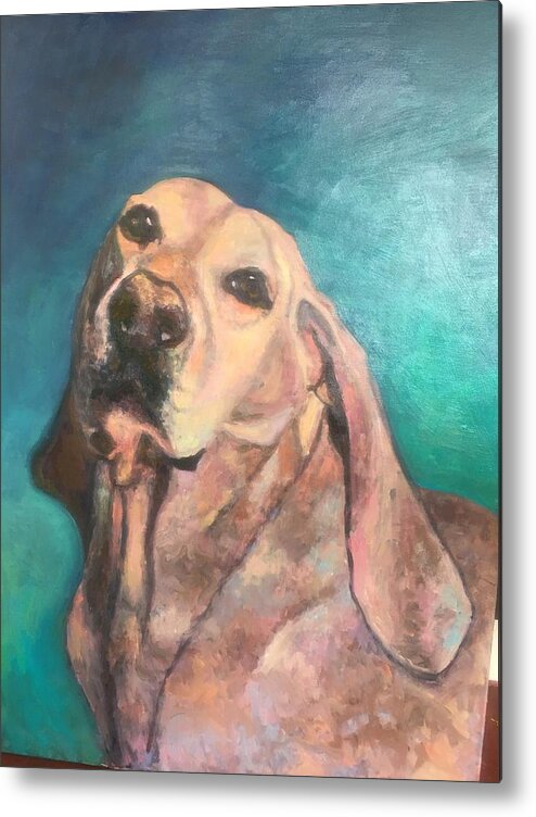 Portrait Dog Lab Metal Print featuring the painting Rocky by Beth Riso