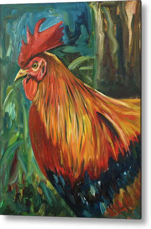 Rooster Metal Print featuring the painting Rooster by Andy Beauchamp