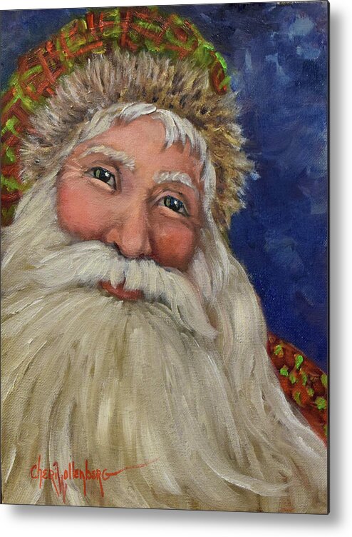 Santa Claus Metal Print featuring the painting Santa III - Old World Santa by Cheri Wollenberg