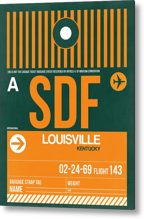 Vacation Metal Print featuring the digital art SDF Louisville Luggage Tag II by Naxart Studio
