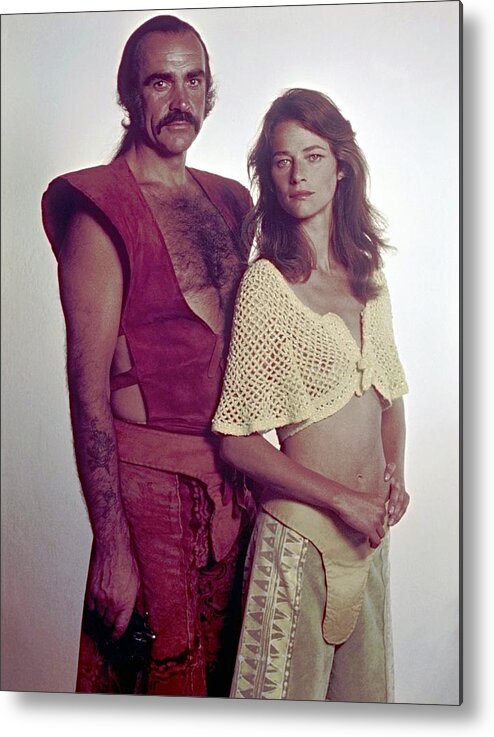 Charlotte Rampling Metal Print featuring the photograph SEAN CONNERY and CHARLOTTE RAMPLING in ZARDOZ -1974-. by Album