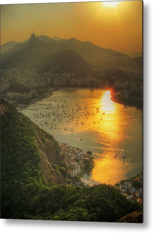 Scenics Metal Print featuring the photograph Setting Sun Over Botafogo by By Aj Brustein
