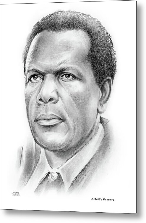 Sir Sidney Poitier Metal Print featuring the drawing Sir Sidney Poitier by Greg Joens
