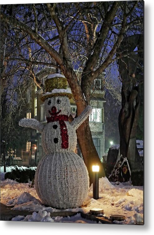 Decoration Metal Print featuring the photograph Snowman in Plovdiv, Bulgaria by Martin Smith