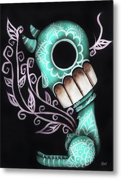 Day Of The Dead Metal Print featuring the painting Sprout by Abril Andrade