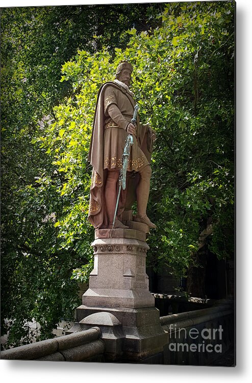 City Metal Print featuring the photograph Statue of Adolf III - Trostbrucke - Hamburg by Yvonne Johnstone