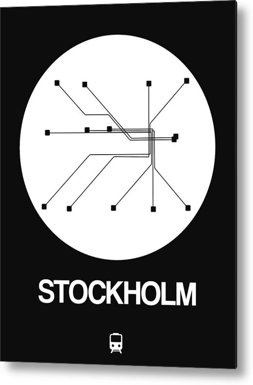 Stockholm Metal Print featuring the digital art Stockholm White Subway Map by Naxart Studio
