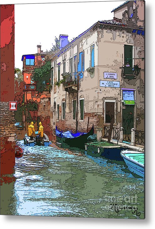 Places Metal Print featuring the digital art Stylized Venice by Mariarosa Rockefeller