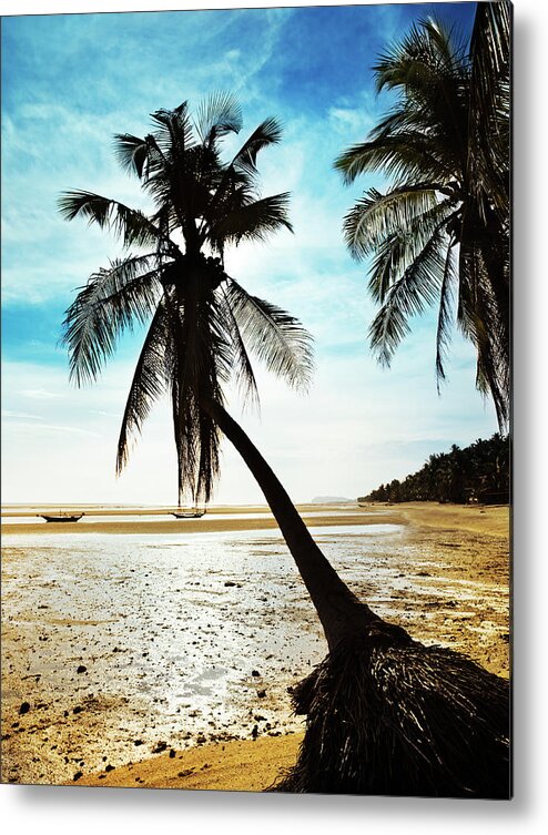 Scenics Metal Print featuring the photograph Sunset On Beach With Palms by Henrik Sorensen