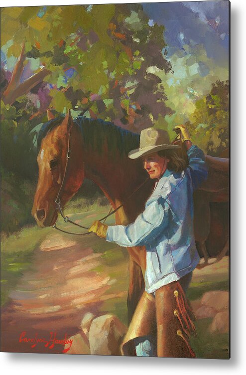 Western Art Metal Print featuring the painting Sunshine Trail by Carolyne Hawley