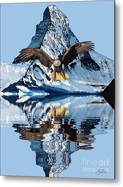 Eagle Metal Print featuring the drawing Swooping Eagle by Bill Richards