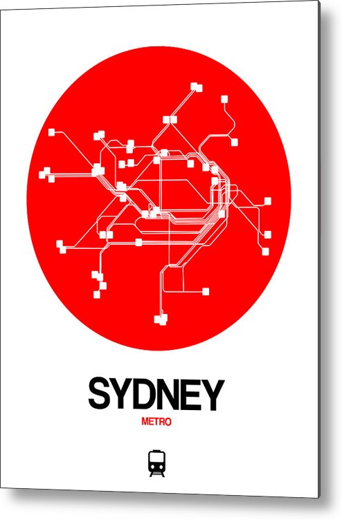 Sydney Metal Print featuring the digital art Sydney Red Subway Map by Naxart Studio