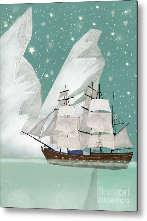 Tall Ships Metal Print featuring the painting The Arctic Voyage by Bri Buckley