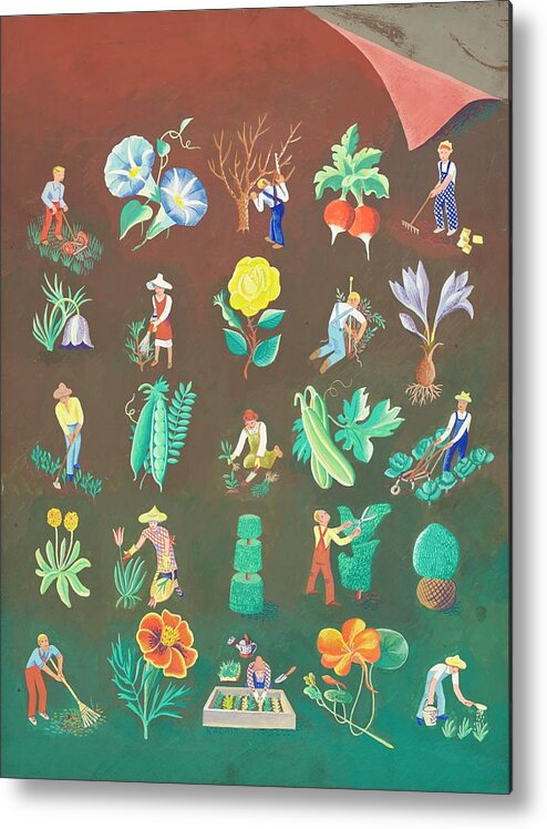 #new2022 Metal Print featuring the painting The Gardener's Yearbook by Ilonka Karasz