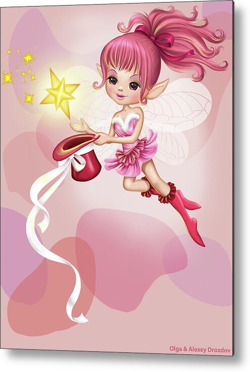 Pink Fairy Metal Print featuring the digital art The Pink Fairy by Olga And Alexey Drozdov