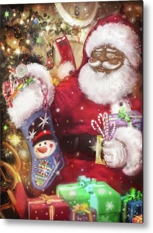 Santa Claus Wrapping Paper Metal Print by CSA Images - Fine Art America